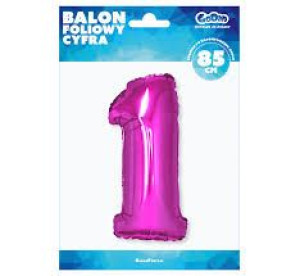 Balon foliowy "Cyfra 1", różowa, 92 cm