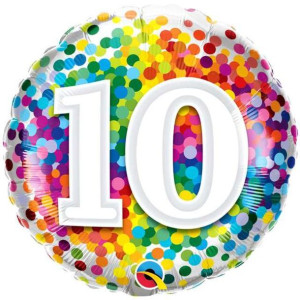 Balon foliowy 18" QL RND Tęczowe konfetti 10
