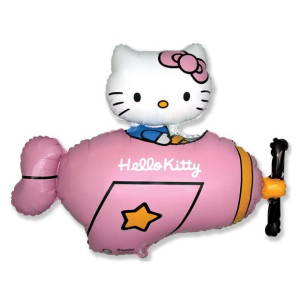 Balon foliowy 24" FX - "Hello Kitty w samolocie", fuksja, pakowany