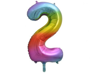 Balon foliowy B&C Cyfra 2, tęczowa, 85 cm
