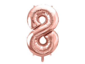 Balon foliowy Cyfra ''8'', 86cm, różowe złoto
