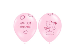 Balony 30cm Miś - mam już..., Pastel Pink: 1op./6szt.