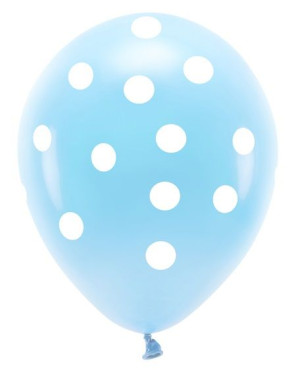 Balony Eco 33 cm pastelowe, Kropki, błękit: 1op./6szt.