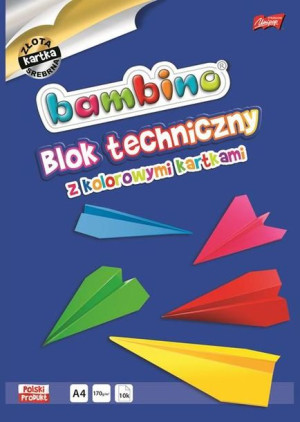Blok techniczny A4 kolorowy 10k Bambino p10 MAJEWSKI, cena za 1szt.