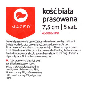 MACED Kość prasowana biała 7,5cm 5szt.