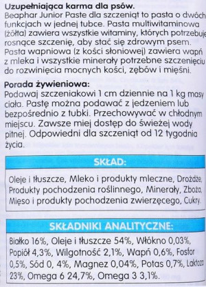 Beaphar Junior Paste - pasta multiwitaminowa dla szczeniąt - 100g