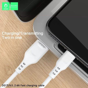 Denmen Kabel Usb Micro 2.4a Biały 1m D01v