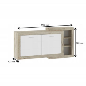 Komoda 179x90x42 ULTRA dąb craft szary/biały połysk