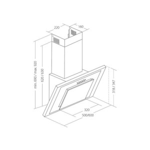 Okap kominowy AKPO WK-4 NERO 50 BIAŁY (162 m3/h; 500mm; kolor biały)