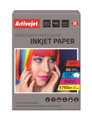 Papier fotograficzny błyszczący Activejet AP6-260GR200 (A6; 200 szt.)