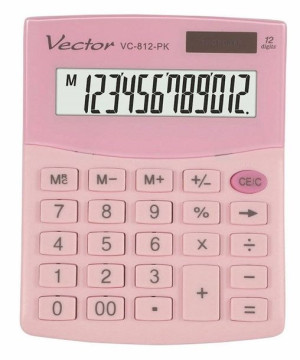 Vector Kalkulator Biurowy, Kav Vc-812 Pk, Różowy