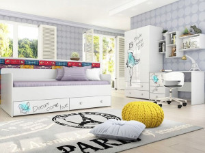Biurko 121x75x58 BELLA bi/bi.połysk/zeszyt nadruk