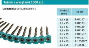 Makita Taśma Z Wkrętami 3,9x25mm Do Metalu