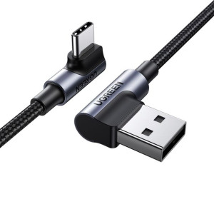 Ugreen Kabel Kątowy 90° Usb C - Usb 2.0 480mb/s 3a 3m Czarny (us176)