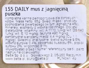 ALMO NATURE Daily Menu Mus z jagnięciną puszka 85g