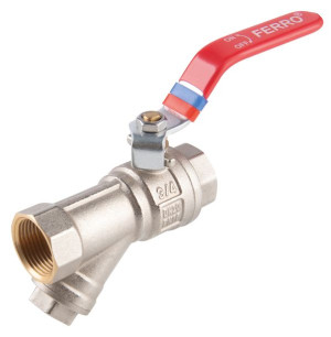 Zawór Kulowy Nakrętno-nakrętny Z Dźwignią, Z Filtrem, 1/2", F-power