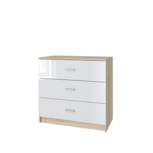Komoda 3S BASIC 80x77x40cm sonoma/biały połysk