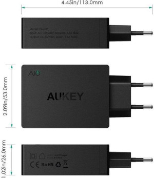 Ładowarka AUKEY  PA-U36 (USB; kolor czarny)