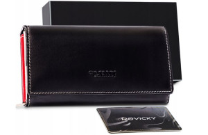 Duży portfel damski zapinany na zatrzask z systemem RFID — Cavaldi
