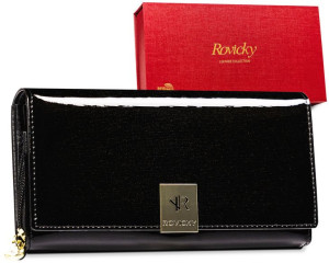 Elegancki, lakierowany portfel damski na karty — Rovicky
