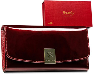 Duży lakierowany portfel damski z systemem RFID Protect — Rovicky