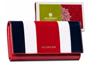 Elegancki trzykolorowy portfel z wysokojakościowej skóry Peterson