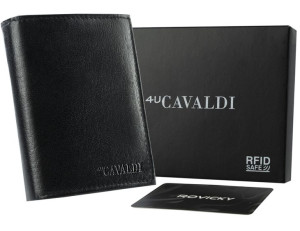 Pojemny, składany portfel męski ze skóry naturalnej, RFID — Cavaldi