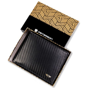 Skórzany portfel męski carbon z ochroną kart RFID — Peterson