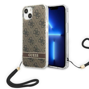 Oryginalne Etui Guess 4g Print Strap Hardcase Do Iphone 14 Brązowy