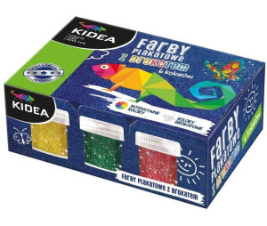 Farby plakatowe z brokatem 6kol 20ml KIDEA DERFORM