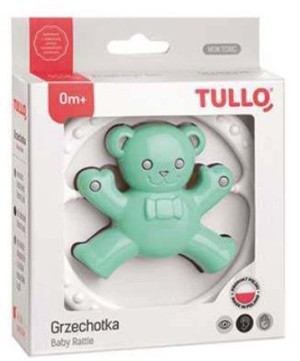 Grzechotka Miś miętowo-szary 164 TULLO