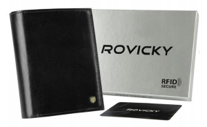 Klasyczny portfel męski ze skóry naturalnej z miejscem na dowód  Rovicky