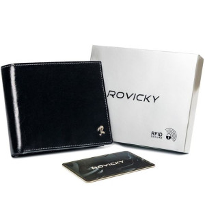 Solidny, skórzany portfel męski bez zapięcia z ochroną RFID poziomy Rovicky