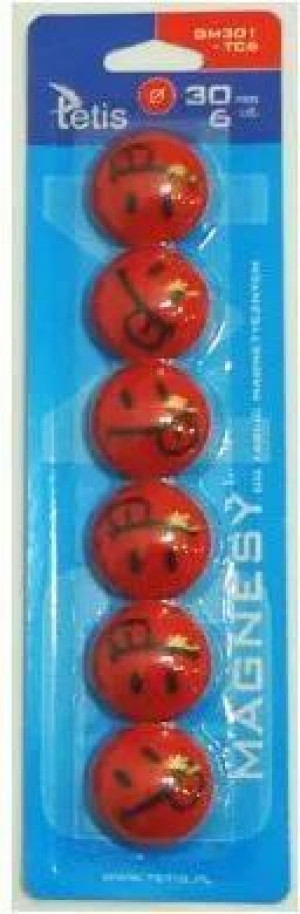 Magnesy do tablic 30mm/6 czerwony język. TETIS