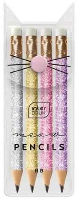 Ołówek mini brokatowy Glitter 4szt Interdruk p21 mix cena za 1 zestaw