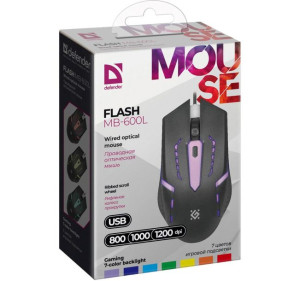 Defender Mysz Przewodowa Flash Mb-600l Optic Led 1200 Dpi 4p 52600