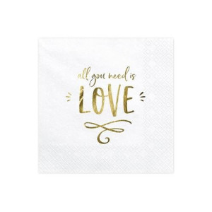 Serwetki - All you need is love, biały, 33x33cm: 1op./20szt.