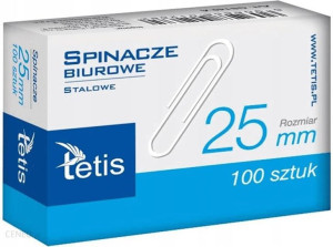 Spinacze biurowe 25mm (100szt) TETIS