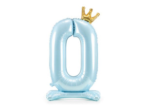 Stojący balon foliowy cyfra "0" , 84 cm, błękit