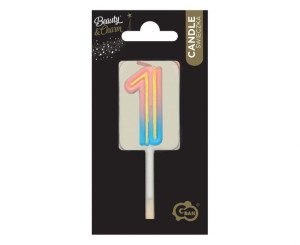 Świeczka cyferka B&C Neon 1, 44x20x12mm, 1 szt.
