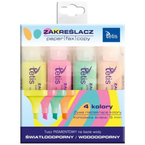 Zakreślacze 4 kolory pastel