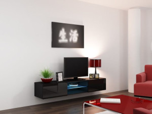 Szafka RTV VIGO GLASS 30/180/40 czarny/czarny poł