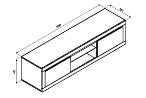 Szafka RTV 180x45x45 SPARKLE cała w białym połysku