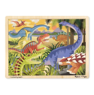 Duże drewniane puzzle – Dinozaury - 24 elementy Melissa & Doug