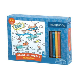 Mudpuppy Puzzle kolorowanka z 5 kredkami Superbohaterowie