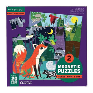 Mudpuppy Puzzle magnetyczne Noc i dzień w lesie 4+
