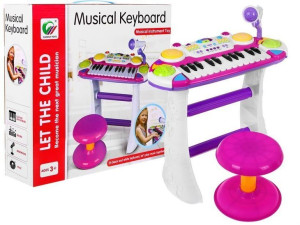 Różowy zestaw muzyczny Keyboard + Werble + Mikrofon dla dzieci 3+