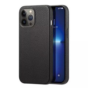 Ducis Roma skórzane etui do iPhone 13 Pro Max elegancki pokrowiec czarny