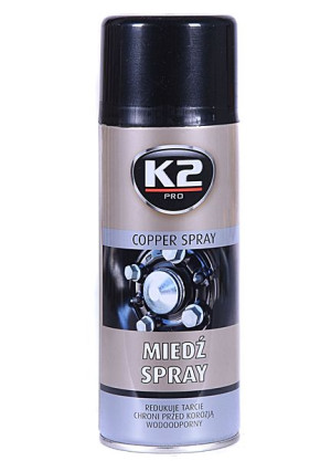 K2 Smar Miedziowy 400ml Spray Antykorozja Szybkoschnący Wysokotemperaturowy