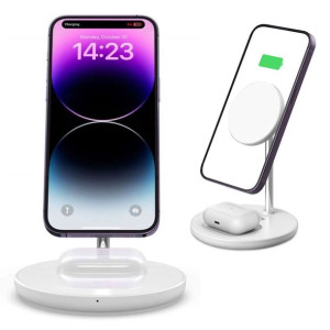Ładowarka bezprzewodowa 2w1 QI 15W 2in1 Magnetic MagSafe Wireless